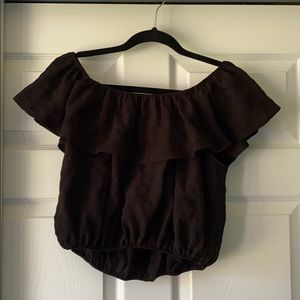 UO Black Flouncy Off the Shoulder Top